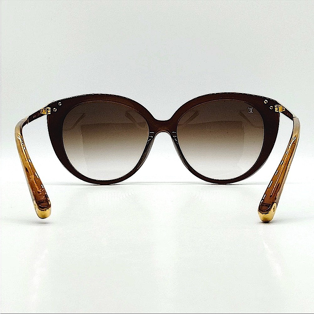 Authentic LV Louis Vuitton Brown Amber Cat Eye Sunglasses - Picture 4 of 9